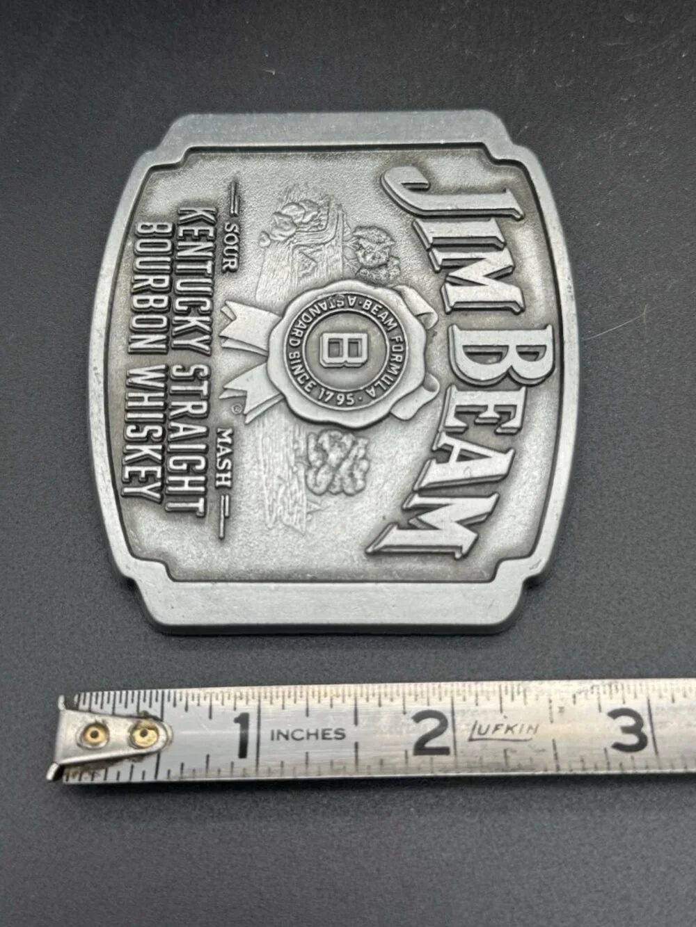 Jim Beam Kentucky Straight Bourbon Whiskey Sour Mash Promotional Belt Buckle